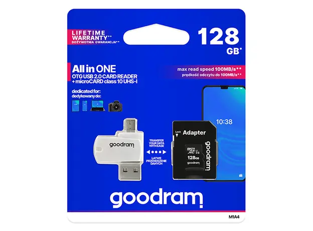 მეხსიერების ბარათი GOODRAM All in One 128GB MICRO CARD class 10 UHS I + card reader, 4 image