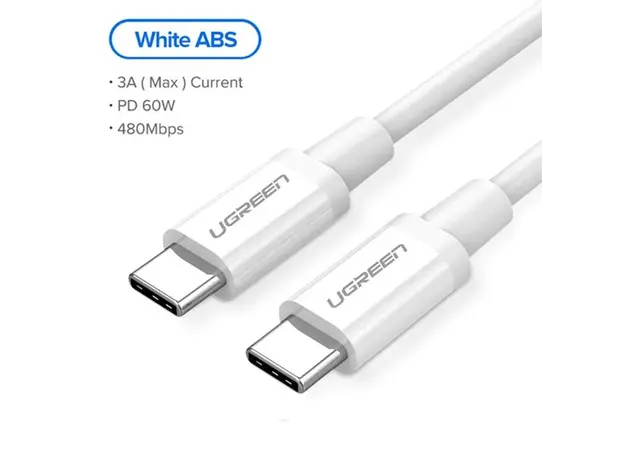 USB კაბელი UGREEN 60518 USB 2.0 C M/M ABS Cover 1m (White), 3 image