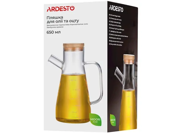 ძმრის და ზეთის ბოთლი Ardesto oil and vinegar bottle Midori, 650 ml, borosilicate glass, 4 image