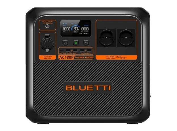 ელექტრო სადგური Bluetti AC180P, 1440Wh, USB-C, USB-A, Power Station, Black, 2 image