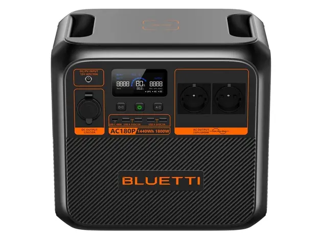 ელექტრო სადგური Bluetti AC180P, 1440Wh, USB-C, USB-A, Power Station, Black, 3 image