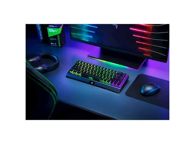 კლავიატურა Razer RZ03-03890700-R3R1 BlackWidow V3 Mini HyperSpeed Gaming Keyboard, Yellow Switch, BT, USB, RGB, Black, 4 image