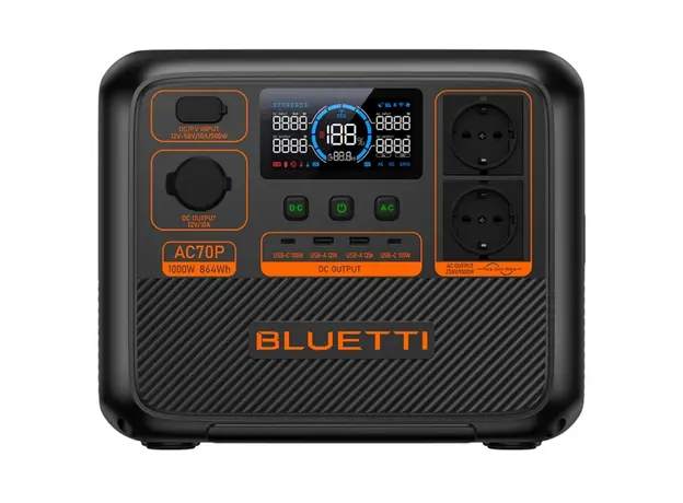 ელექტრო სადგური Bluetti AC70P, 864Wh, USB-C, USB-A, Power Station, Black, 2 image