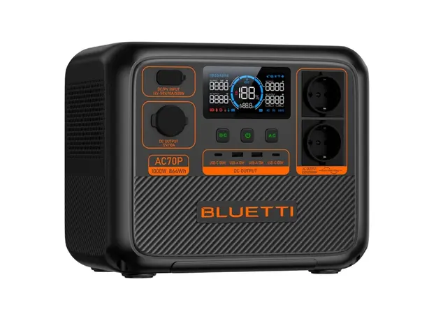 ელექტრო სადგური Bluetti AC70P, 864Wh, USB-C, USB-A, Power Station, Black, 3 image