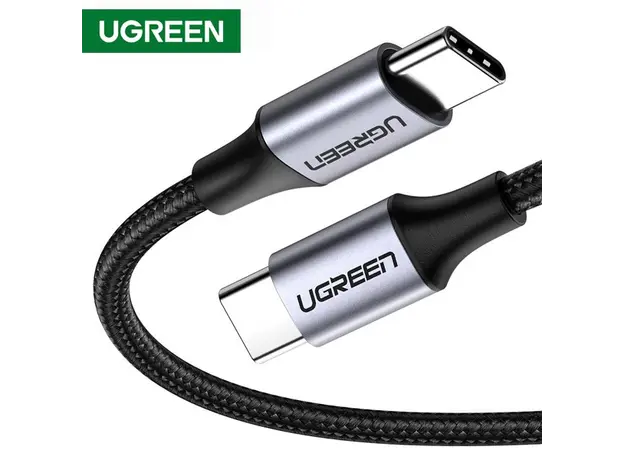 USB კაბელი UGREEN 50152 USB 2.0 C M/M Round Cable Nickel Plating Aluminum Shell 2m (Gray Black)