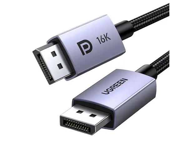 ვიდეო კაბელი UGREEN DP118 (15384), 16K DisplayPort To DisplayPort, 2m, Grey/Black