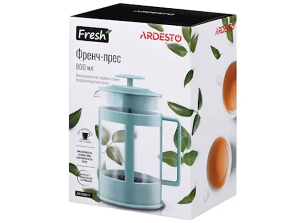 ჩაიდანი ARDESTO French press  Fresh, 800 ml, tiffany blue, plastic, glass, 4 image