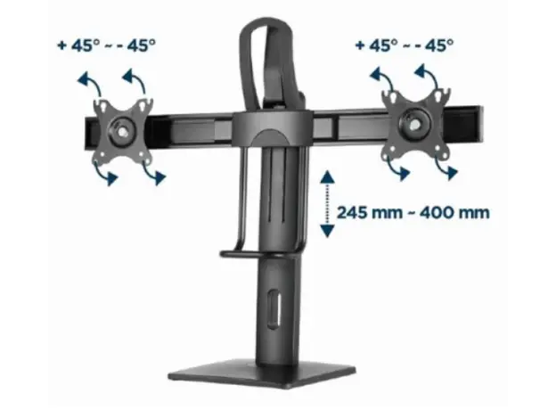 მონიტორის სადგამი Gembird MS-D2-01 Double monitor desk stand height adjustable 17"-27", 5 image