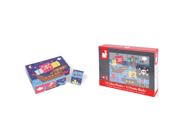 სათამაშო კუბები Janod Cubes made of pasteboard Pirates J02984