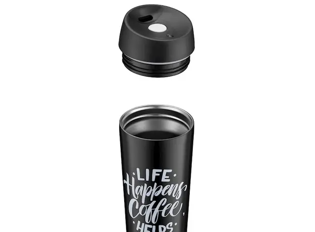 თერმოსი Ardesto Travel mug Coffee Time, 450ml, stainless steel, black, 4 image