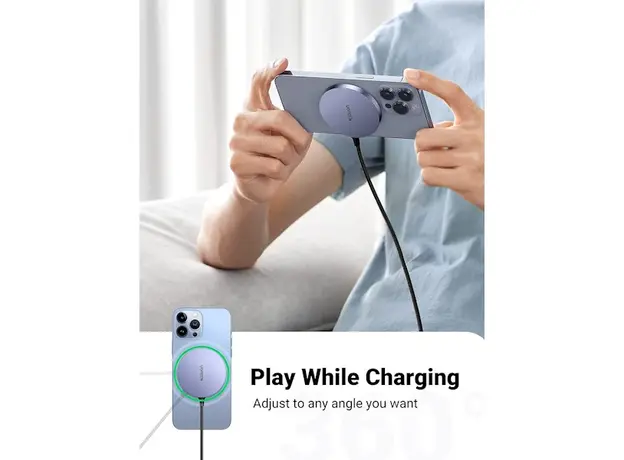 უსადენო დამტენი UGREEN CD245 (30233), MFA MagSafe 15W, Type-C to Magnetic Wireless Charger, Gray, 4 image