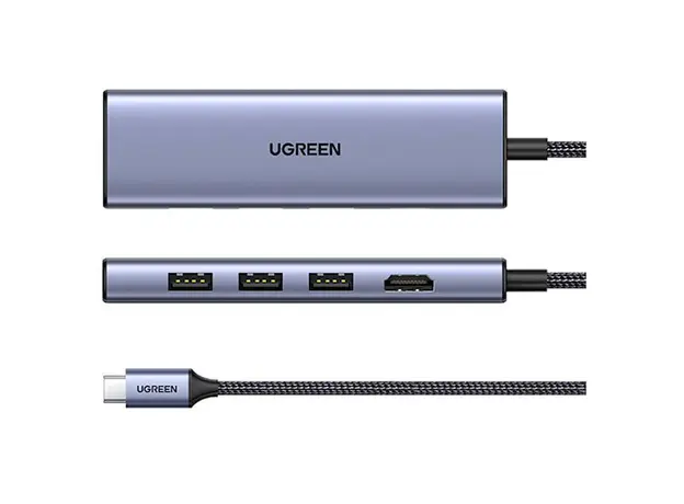 USB-C ჰაბი UGREEN CM511 (20956A), Type-C, USB, HDMI, TF/SD, Hub, Grey, 3 image