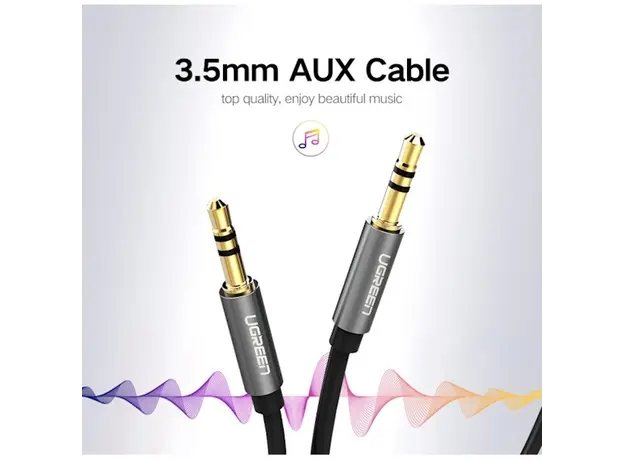 აუდიო კაბელი UGREEN AV119 (10733), 3.5mm Male to 3.5mm Male Cable, 1m, Black, 3 image