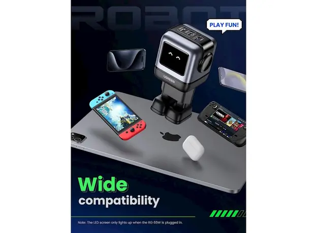 მობილურის დამტენი UGREEN 25685B Nexode RG, 65W, USB, USB Type-C, Black/Grey, 4 image