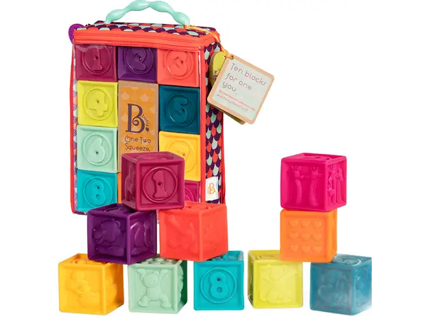 განსავითარებელი ასაწყობი კუბები Btoys ONE TWO SQUEEZE, SOFT BLOCKS
