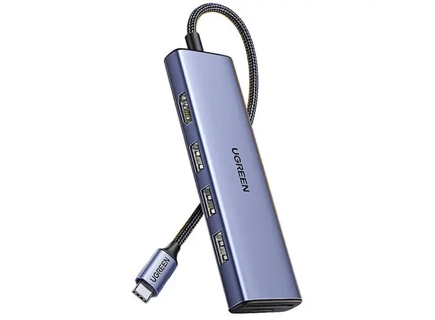 USB-C ჰაბი UGREEN CM511 (20956A), Type-C, USB, HDMI, TF/SD, Hub, Grey