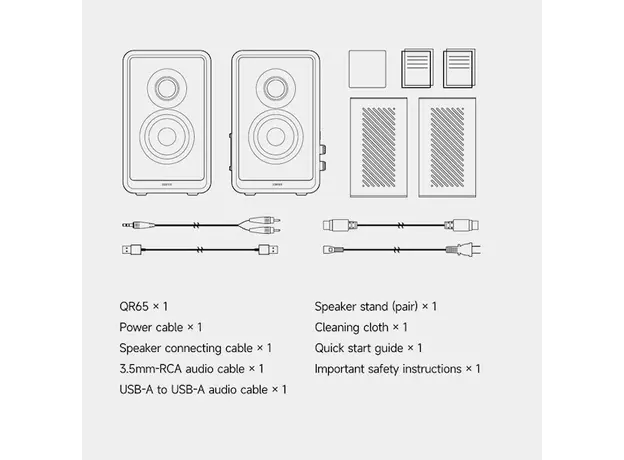 დინამიკი Edifier QR65, 70W, Bluetooth, USB, USB-C, AUX, Speaker With GaN Charger, White, 7 image