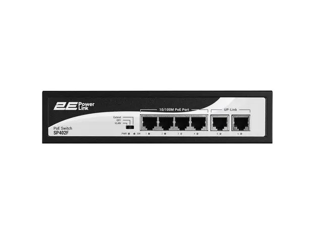 სვიჩი 2E PowerLink Switch SP402F 6xFE (4xPoE, 2xUplink), 55W, Unmanaged, 5 image