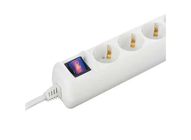 დამაგრძელებელი 2E 5XSchuko with switch, 3G*1.5mm2, 3m, white, 3 image