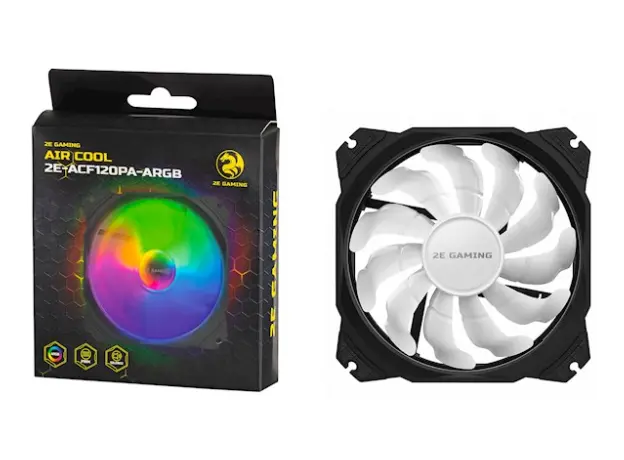 ქულერი 2E Gaming Case fan 2E Gaming Air Cool ACF120PA-ARGB, 120mm, 800-1700rpm, 4pin PWM, + 5V 3pin RGB, 19.4-33.8dBa, 6 image