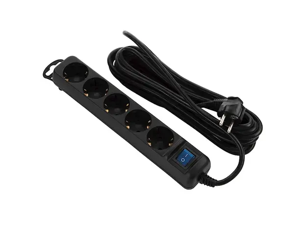 დენის გამანაწილებელი 2E 2E-U05ESM5B, 5 Socket, 5m, Black