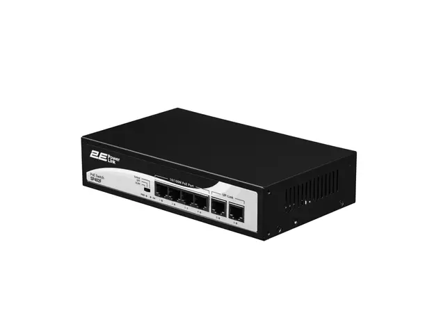 სვიჩი 2E PowerLink Switch SP402F 6xFE (4xPoE, 2xUplink), 55W, Unmanaged
