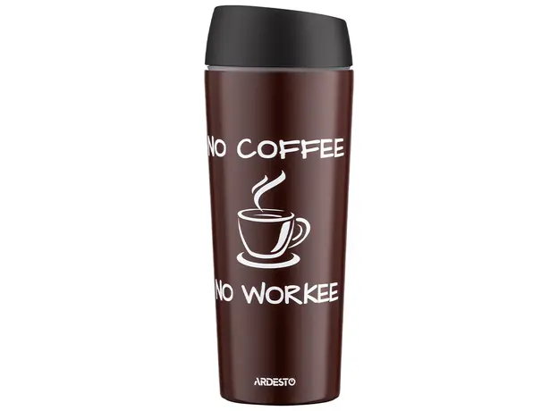თერმოსი Ardesto Travel mug Coffee Time, 450ml, stainless steel, brown, 2 image