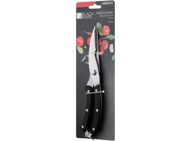 სამზარეულოს მაკრატელი Ardesto Kitchen Poultry Scissors Black Mars, 25.5cm, stainless steel, plastic, black, 4 image