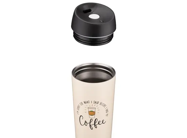 თერმოსი Ardesto Travel mug Coffee Time, 450ml, stainless steel, beige, 4 image