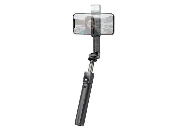 მობილურის სამაგრი Hoco K15 Treasure aluminum alloy fill light gimbal version live broadcast support black, 4 image