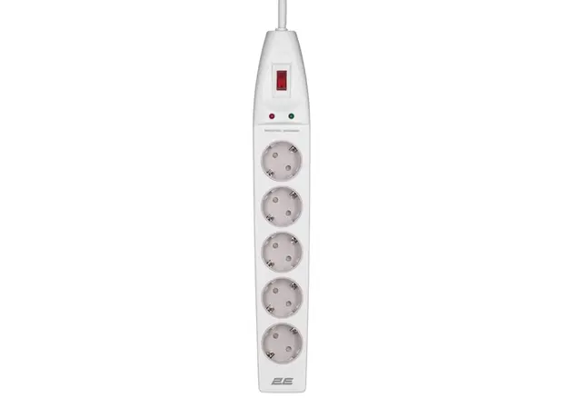 დენის გამანაწილებელი 2Е 2E-SP515M2WH, 5 Socket, 2m, Power Strip With Surge Protector, White, 3 image