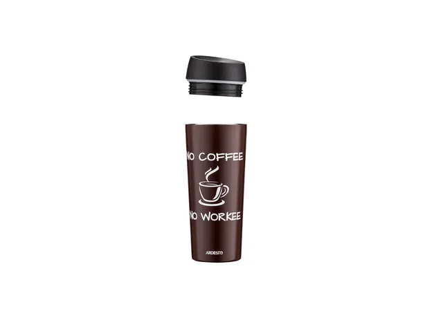 თერმოსი Ardesto Travel mug Coffee Time, 450ml, stainless steel, brown, 3 image