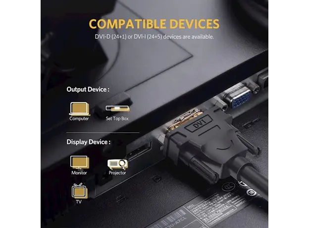 DVI კაბელი UGREEN DV101 (11607), DVI 24+1 Male To Male, 3m, Black, 6 image