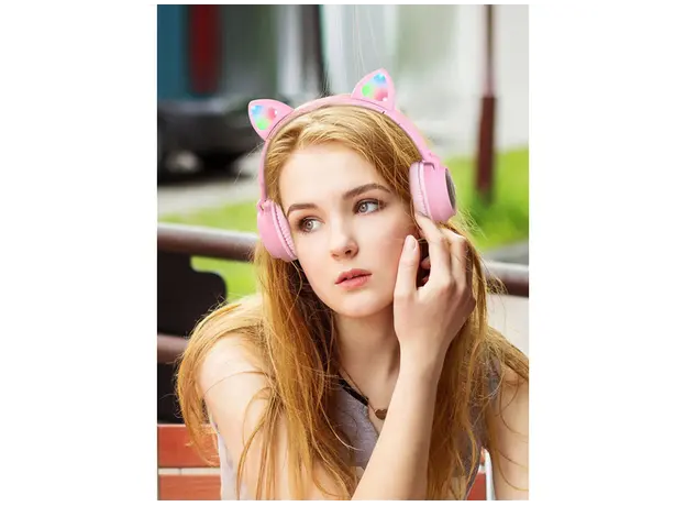 ყურსასმენი Hoco W27 Cat ear wireless headphones GREY, 3 image