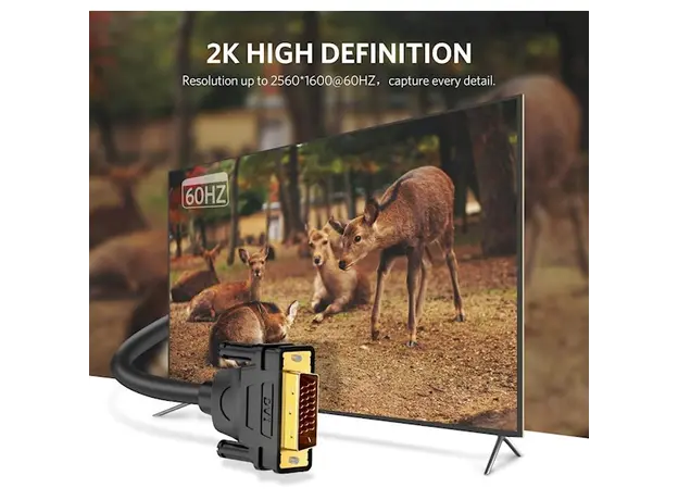 DVI კაბელი UGREEN DV101 (11607), DVI 24+1 Male To Male, 3m, Black, 5 image