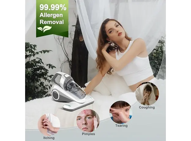 რბილი ავეჯის მტვერსასრუტი Dibea UV10, 300W, Germicidal Mite Remover And Mattress Vacuum Cleaner, White, 7 image