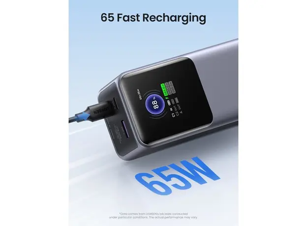 პორტატული დამტენი UGREEN PB721 (35524B) Nexode with Smart Digital Display, 20000mAh, Type-C, USB, Power Bank, Grey, 3 image