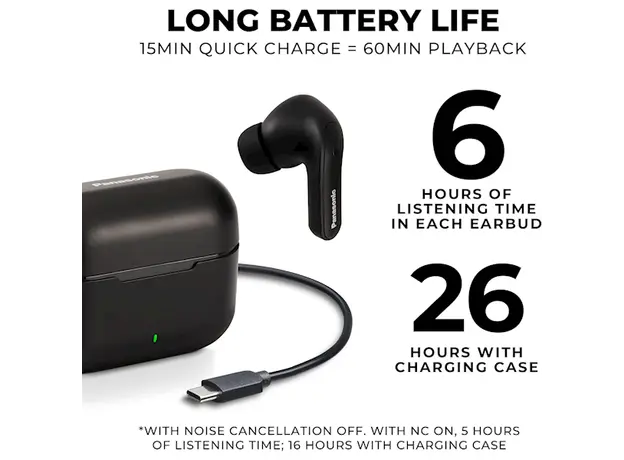 ყურსასმენი Panasonic RZ-B310WDG-K TWS Wireless headset Black, 4 image