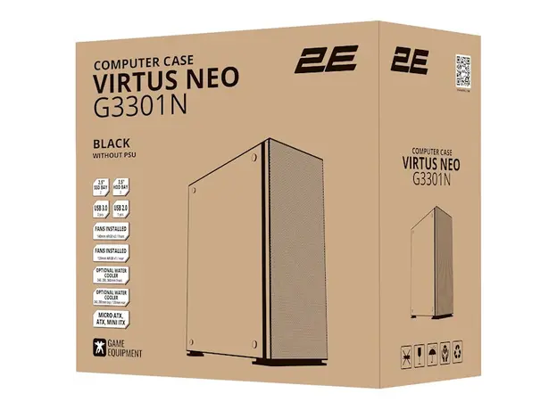 ქეისი 2E 2E-G3301N, Computer Case, MidT, MicroATX, Mini-ITX, USB 2.0, 2xUSB 3.0, Black, 9 image