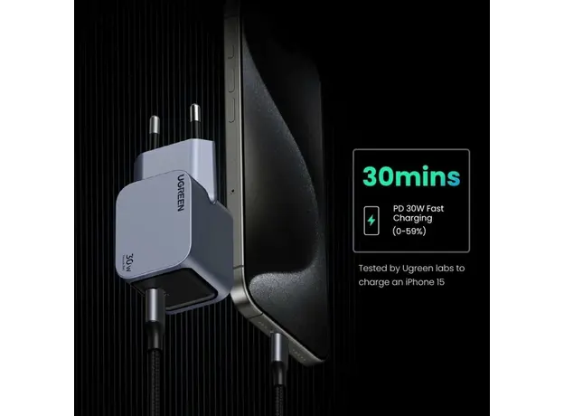 მობილურის დამტენი UGREEN X703 (35006) Nexode Pro, 30W, Type-C, Grey, 5 image