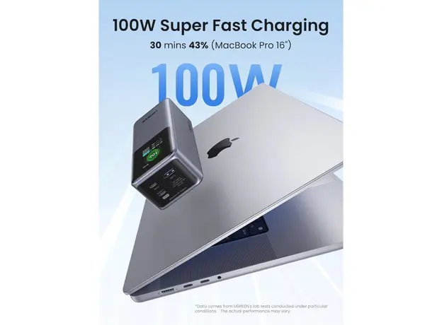 პორტატული დამტენი UGREEN PB721 (35524B) Nexode with Smart Digital Display, 20000mAh, Type-C, USB, Power Bank, Grey, 5 image