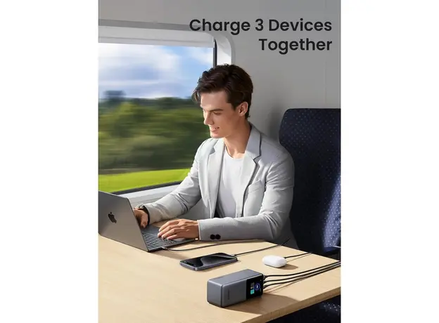 პორტატული დამტენი UGREEN PB721 (35524B) Nexode with Smart Digital Display, 20000mAh, Type-C, USB, Power Bank, Grey, 8 image