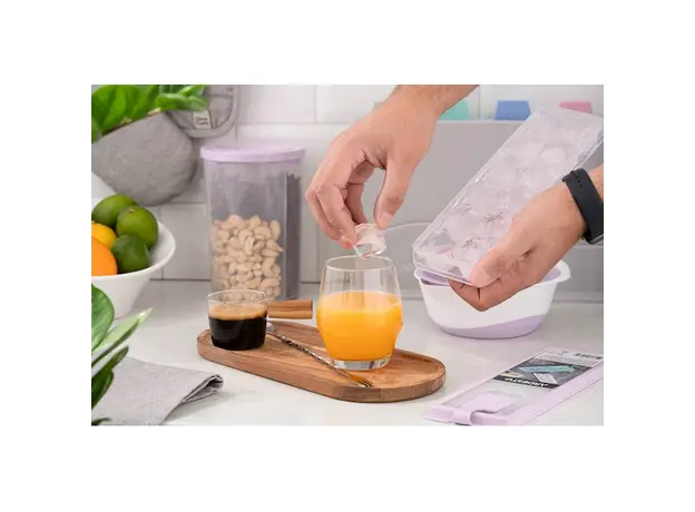 ყინულის ფორმა Ardesto Ice tray with lid Fresh Cylinder, 27х9.5х3.8cm, silicone, plastic, lilac, 4 image