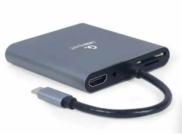 ადაპტერი Gembird A-CM-COMBO6-01 USB Type-C 6-in-1 multi-port adapter, 2 image