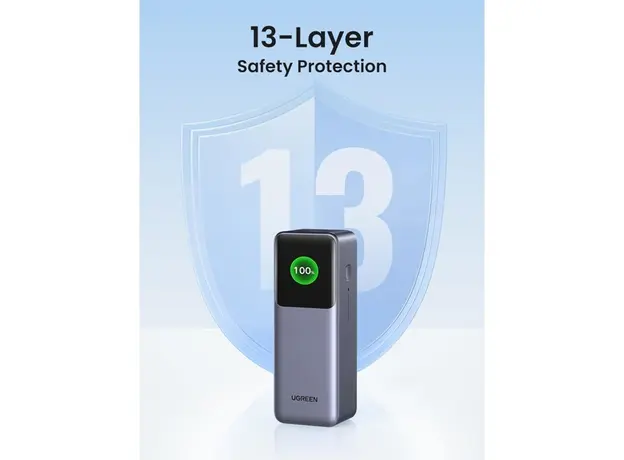 პორტატული დამტენი UGREEN PB722 (35525B) Nexode with Smart Digital Display, 25000mAh, Type-C, USB, Power Bank, Grey, 3 image