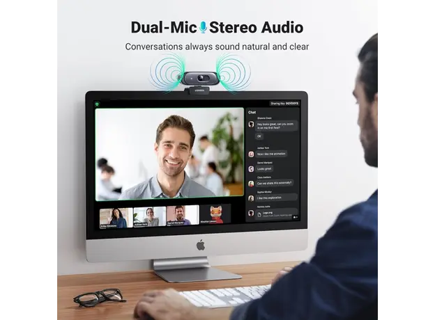 ვებკამერა UGREEN CM778 (35626), 2K, Built-in Microphone, Webcam, Black, 8 image