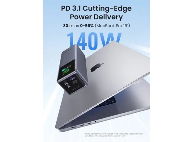 პორტატული დამტენი UGREEN PB722 (35525B) Nexode with Smart Digital Display, 25000mAh, Type-C, USB, Power Bank, Grey, 6 image