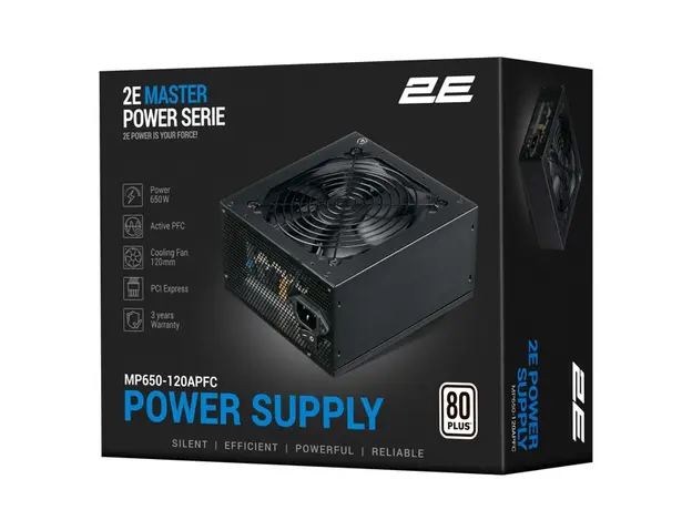 კვების ბლოკი 2E 2E-MP650-120APFC MASTER, 650W, 80 Plus, Power Supply, Black, 6 image