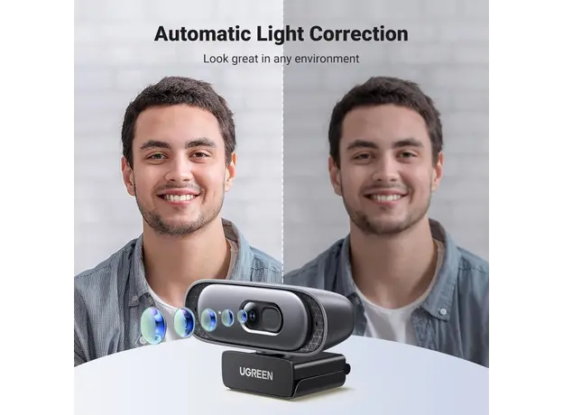 ვებკამერა UGREEN CM778 (35626), 2K, Built-in Microphone, Webcam, Black, 9 image