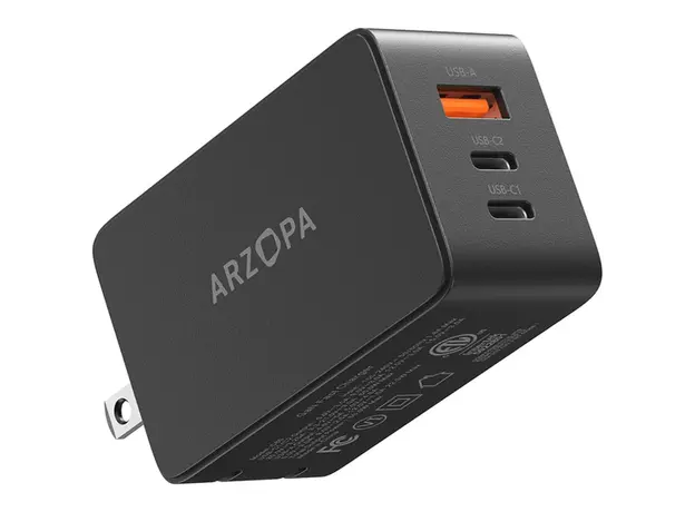 დამტენი Arzopa C65 GaN Fast Charger USB/2xUSB-C 65W, 2 image